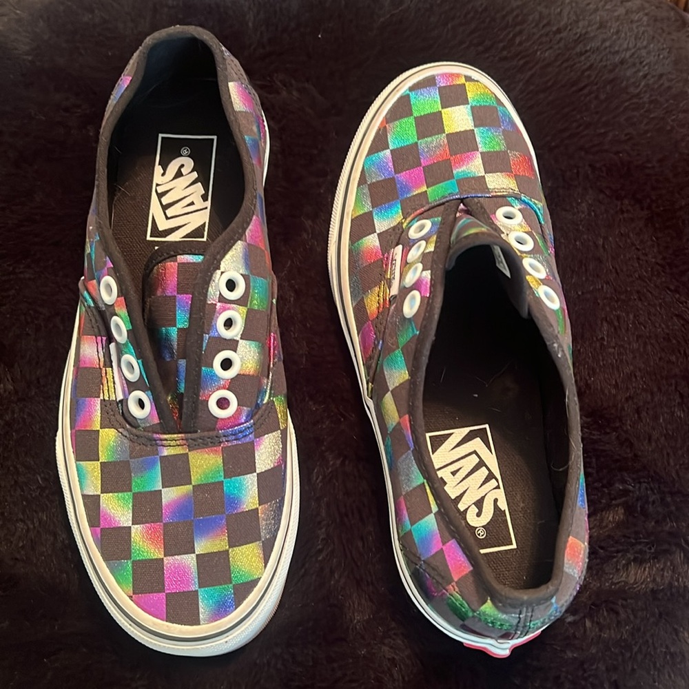 🎯VANS•METALLIC CHECKERBOARD LOW TOP LACE UP•SIZE M4|W5.5|EUR35 - Picture 13 of 15